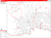 Santa Cruz  Wall Map Red Line Style